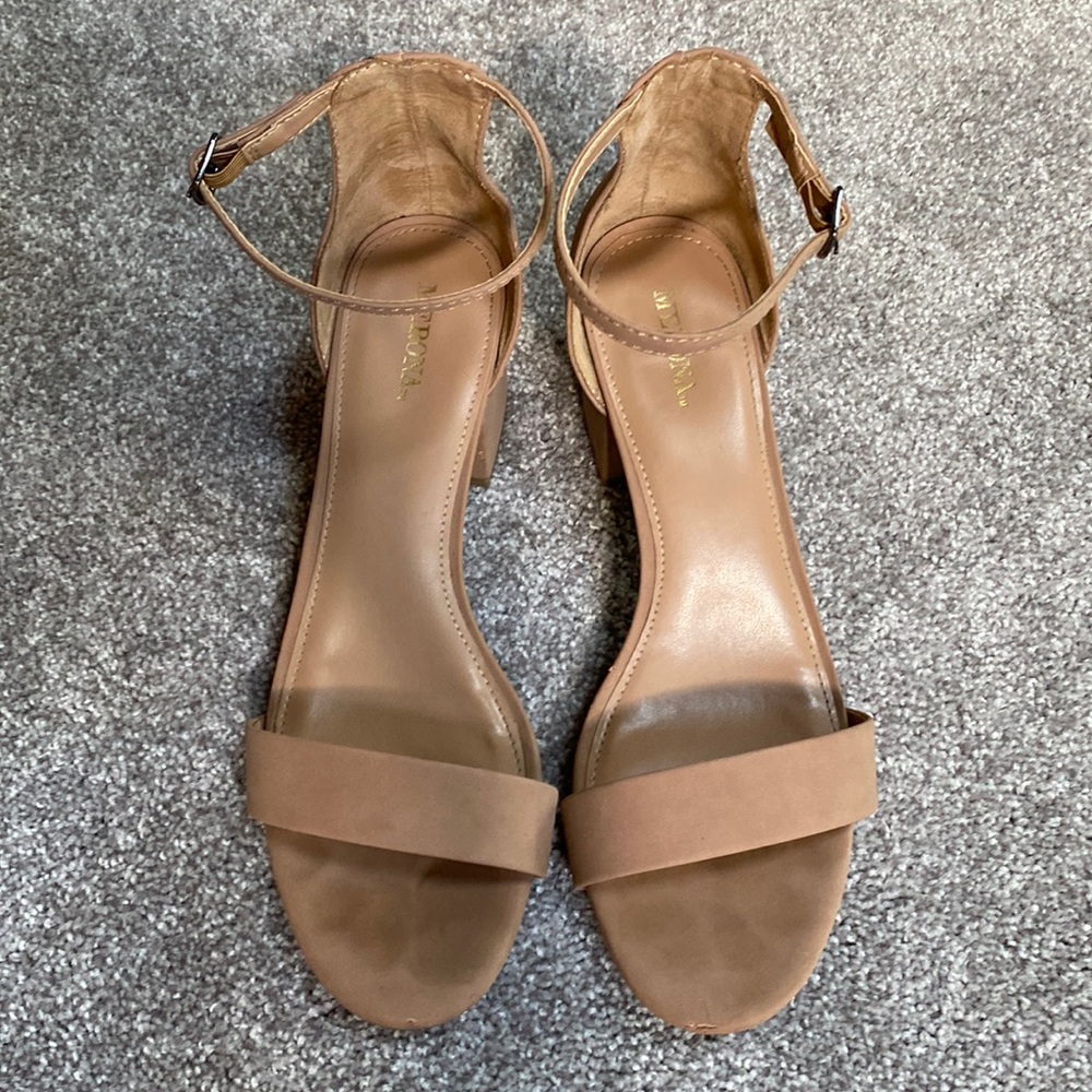 Merona Tan Ankle-Strap Block Heel Sandals